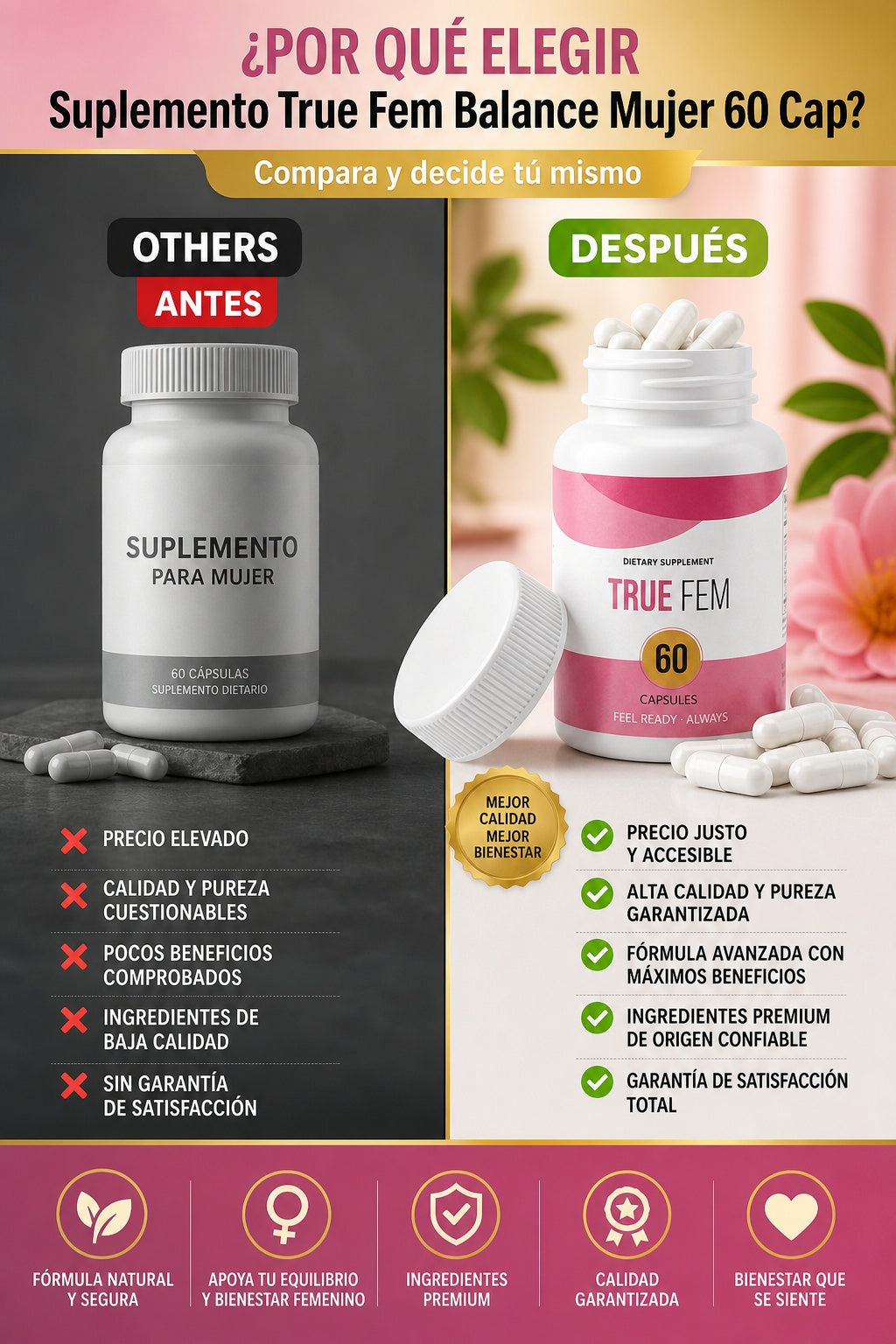 Suplemento True Fem Balance Mujer 60 Cap - imagen 4