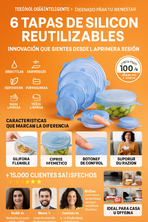 6 Tapas De Silicon Reutilizables - imagen 5