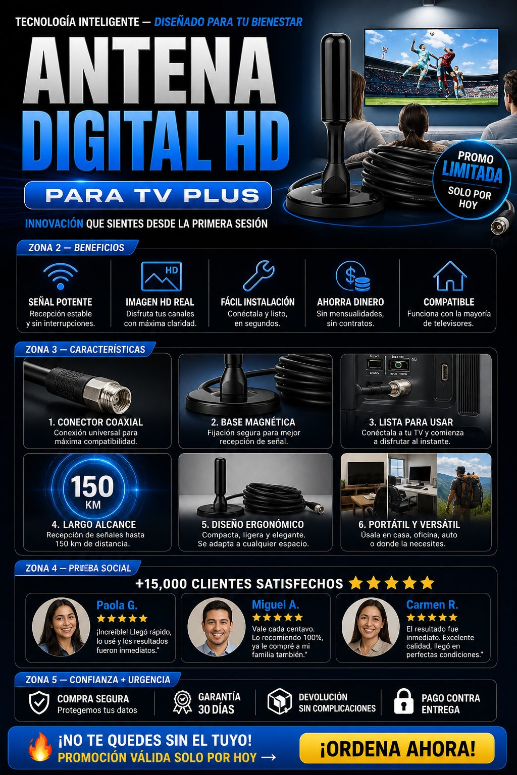Antena Digital Hd Para Tv Plus - imagen 5