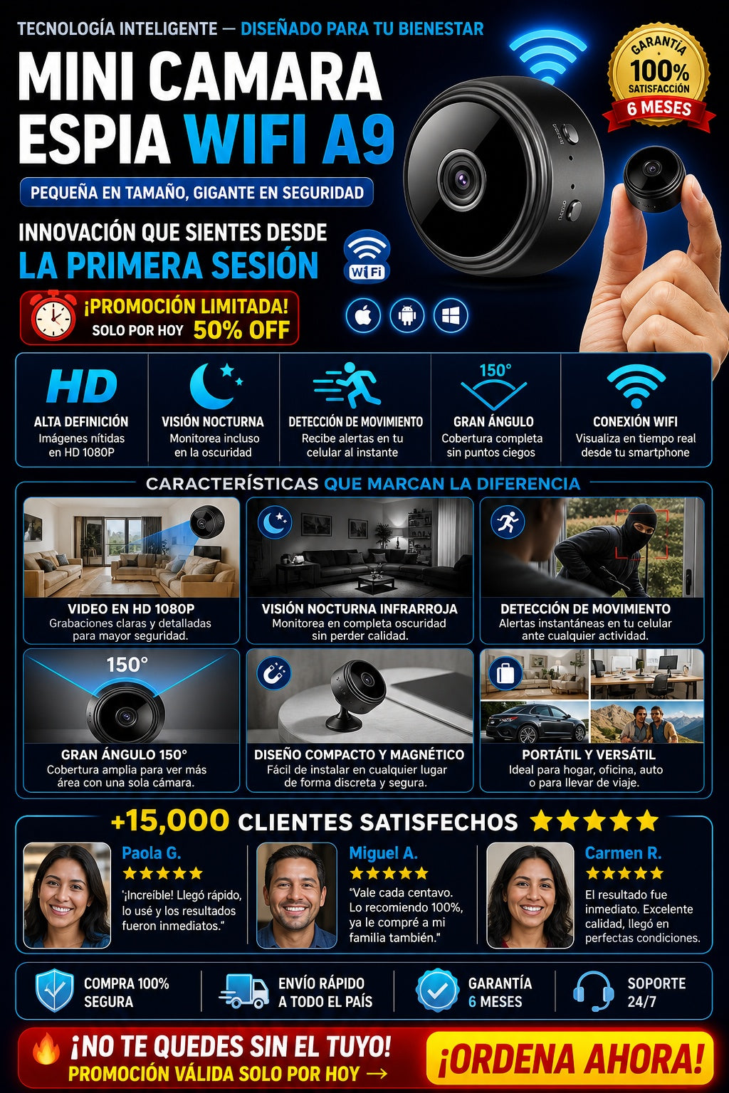 Mini Camara Espia Seguridad Wifi A9 - imagen 5