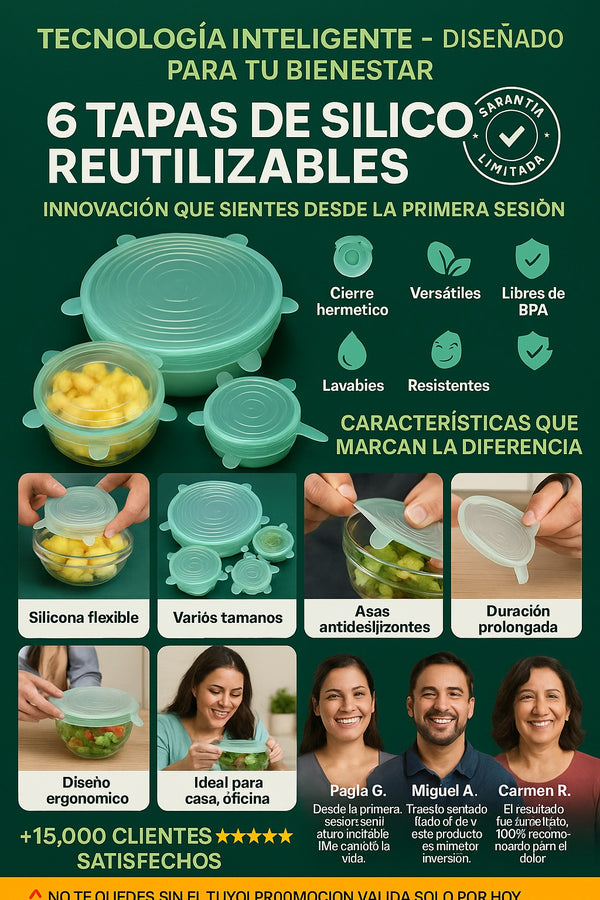 6 Tapas De Silicon Reutilizables - imagen 5