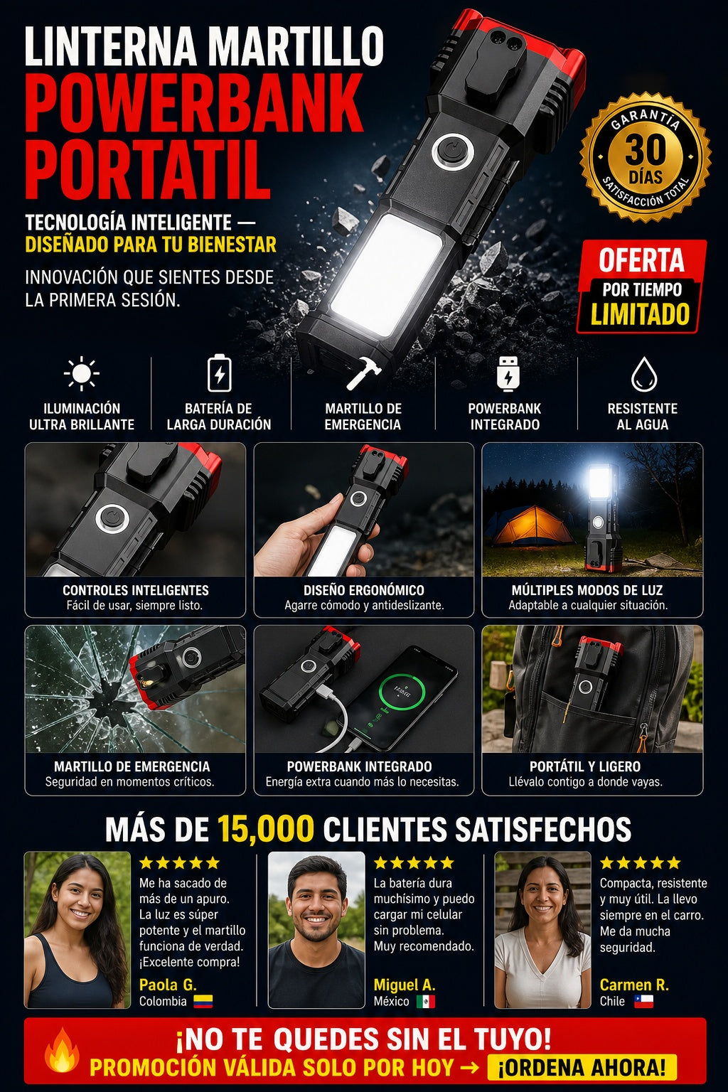 Linterna Martillo Powerbank Portatil - imagen 5