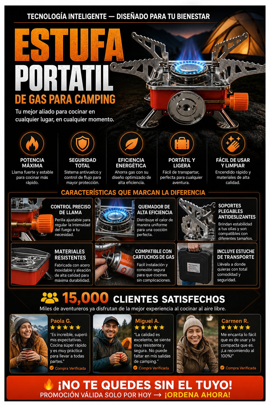 Estufa Portatil De Gas Para Camping - imagen 5