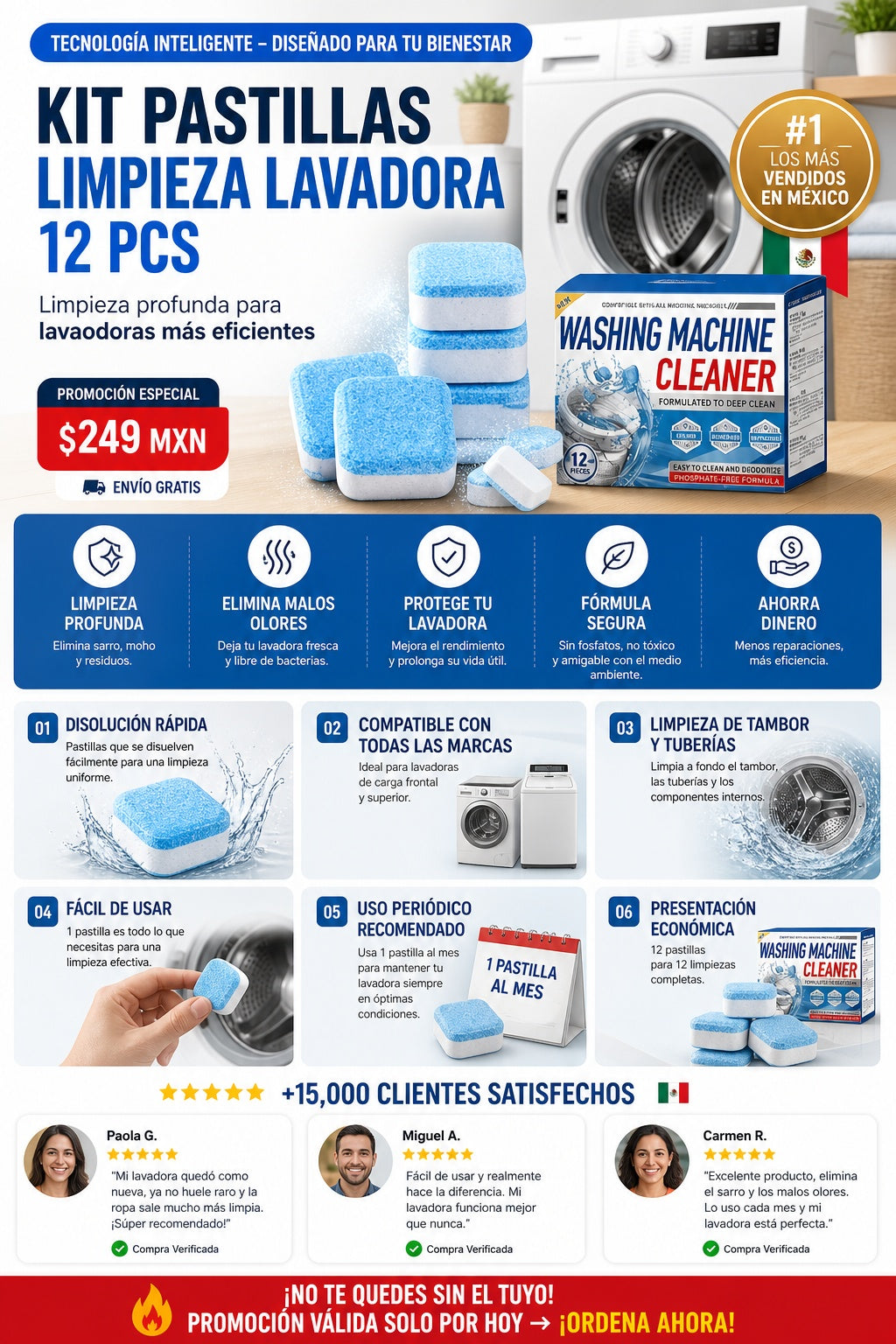 Kit Pastillas Limpieza Lavadora 12 Pcs - imagen 5