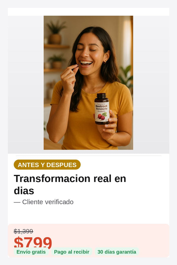 Suplemento Beetroot Remolacha Rosabella — antes-despues