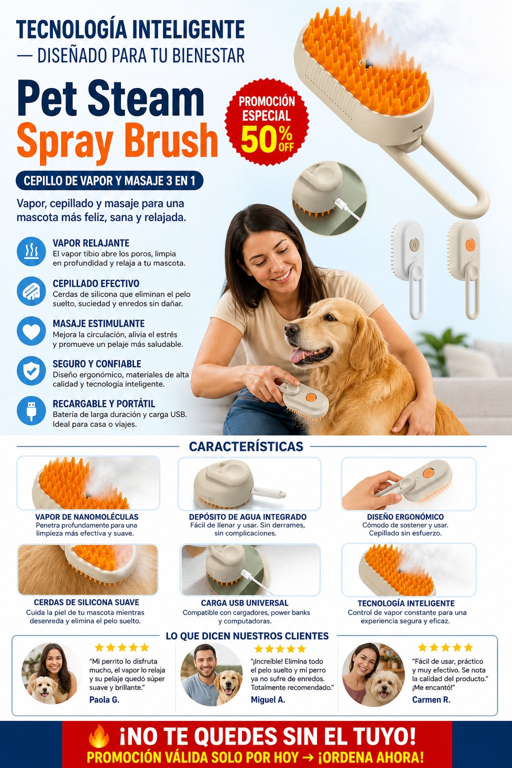 Cepillo Para Mascota De Vapor Spray Reca - imagen 5