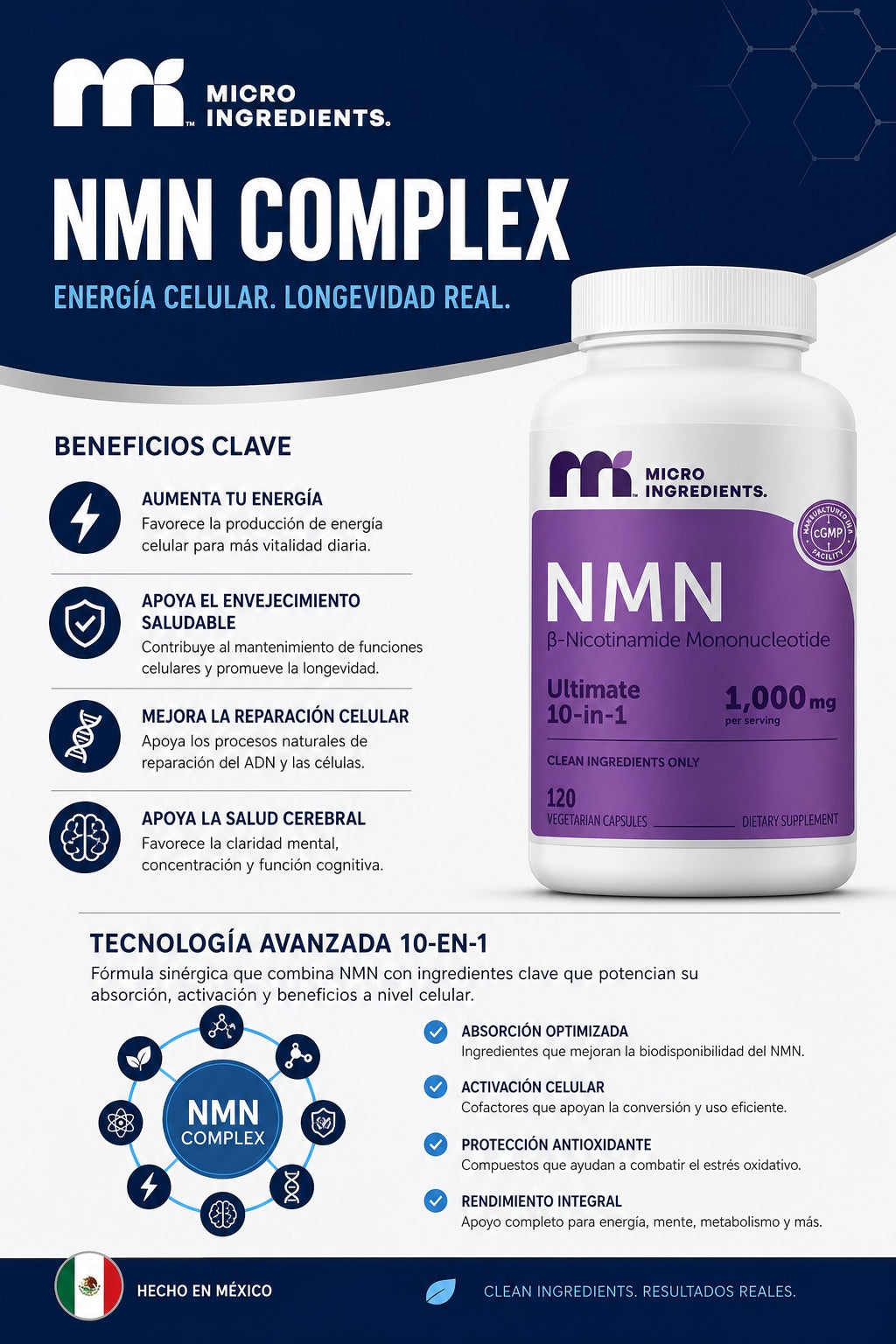 Suplemento Nmn Complex Micro Ingredients - imagen 5