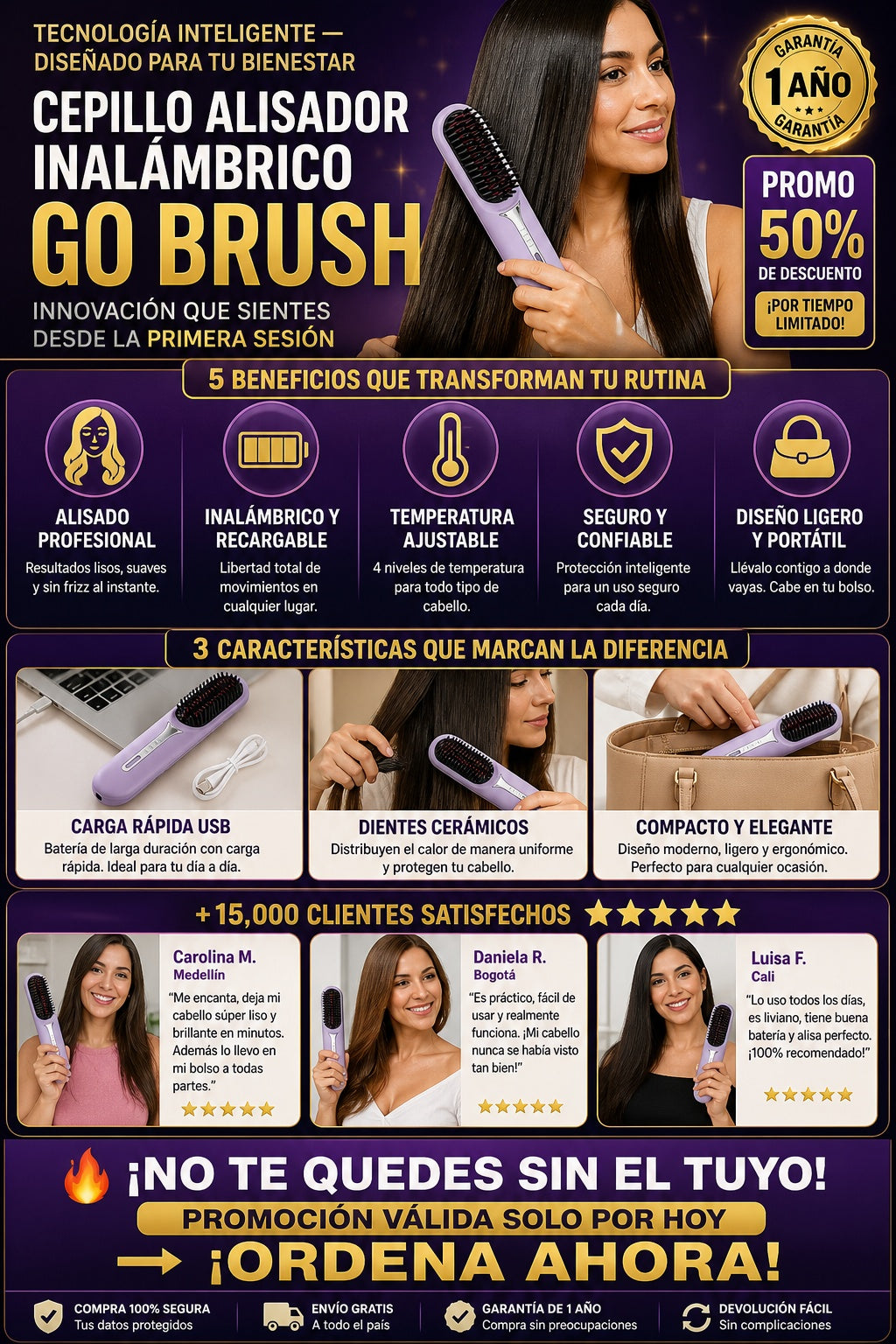 Cepillo Alisador Inalambrico Go Brush - imagen 5