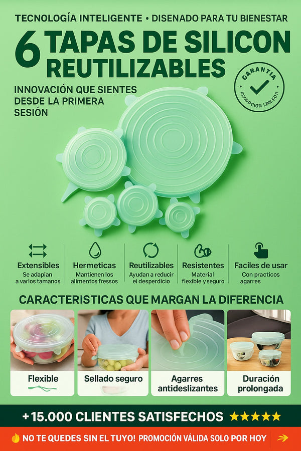 6 Tapas De Silicon Reutilizables - imagen 5