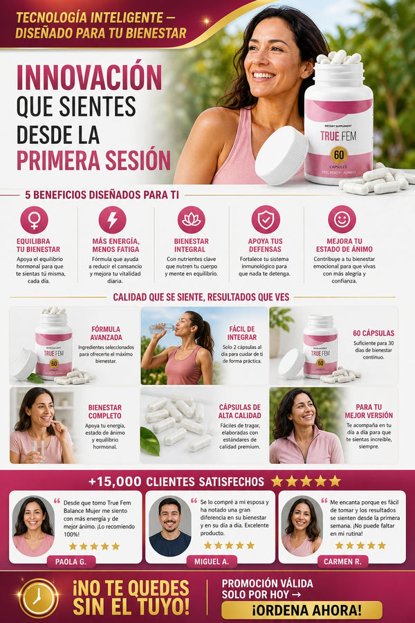 Suplemento True Fem Balance Mujer 60 Cap - imagen 5