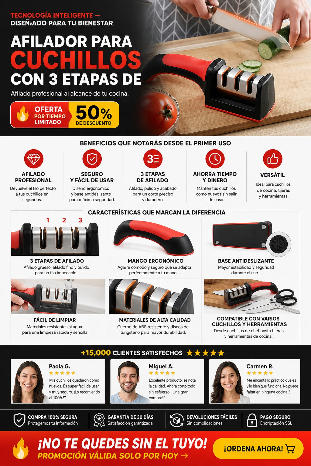 Afilador Para Cuchillos Con 3 Etapas De - imagen 5