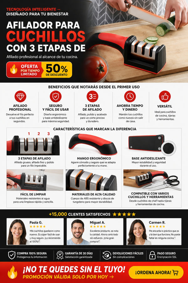 Afilador Para Cuchillos Con 3 Etapas De - imagen 5