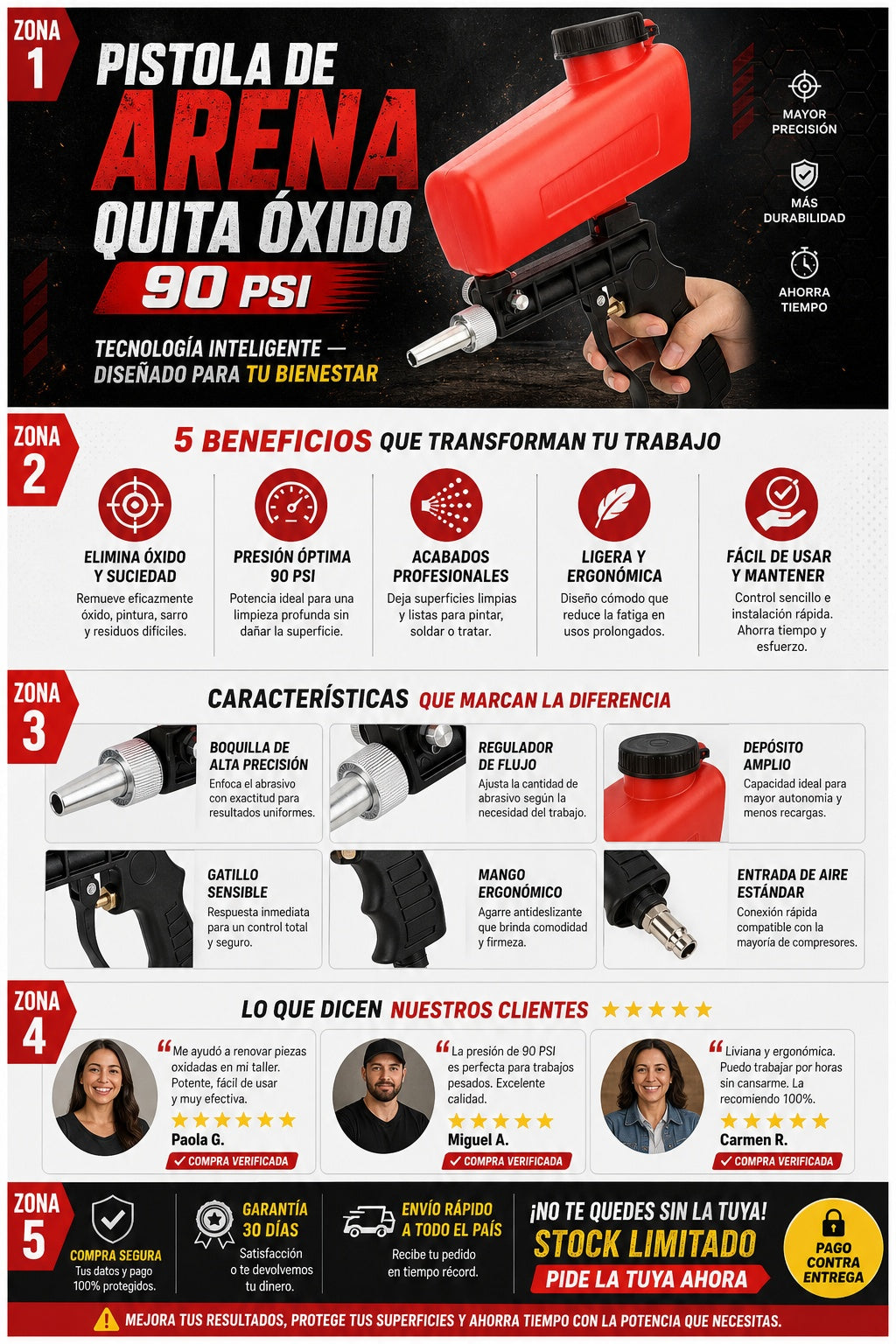 Pistola De Arena Quita Oxido 90psi - imagen 5