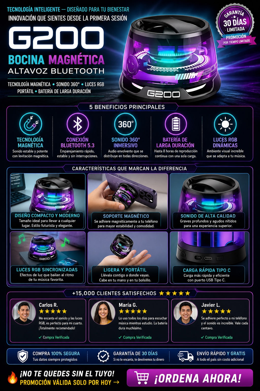 Bocina Magnetica Altavoz Bluetooth - imagen 5