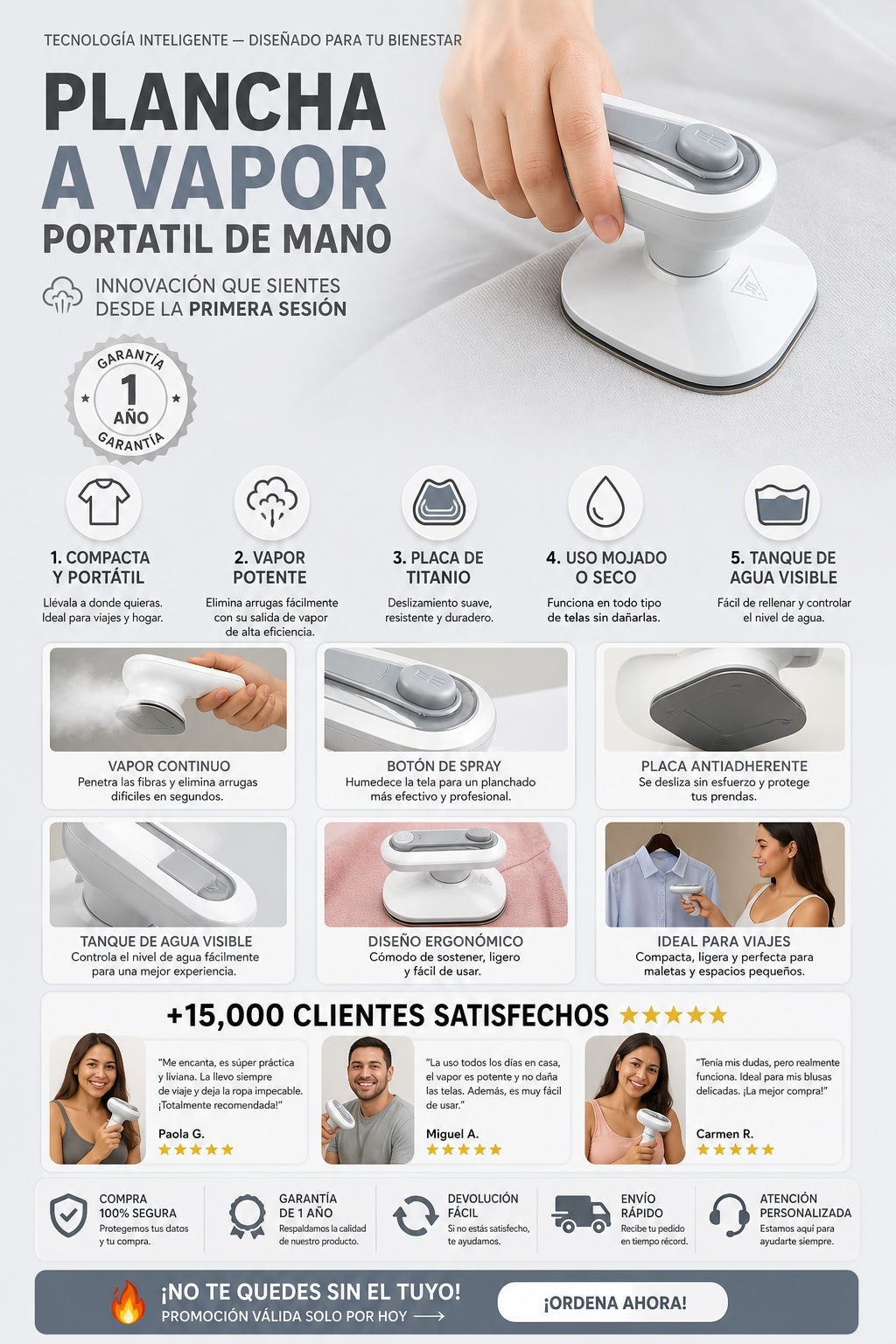 Plancha A Vapor Portatil De Mano - imagen 5