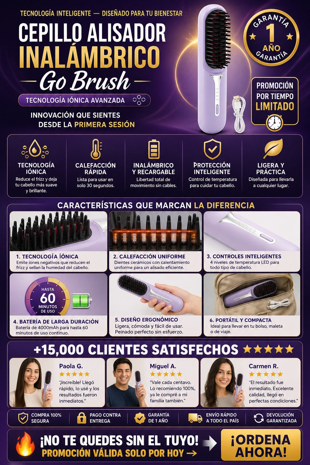 Cepillo Alisador Inalambrico Go Brush - imagen 5