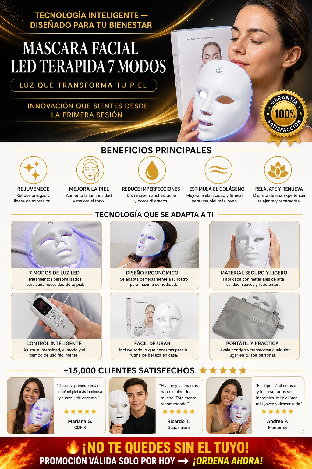 Mascara Facial Led Terapida 7 Modos - imagen 5