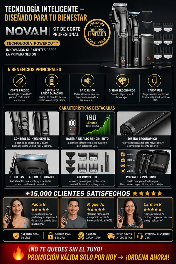 Cortadora eléctrica de cabello profesional recargable con guías ajustables - imagen 5