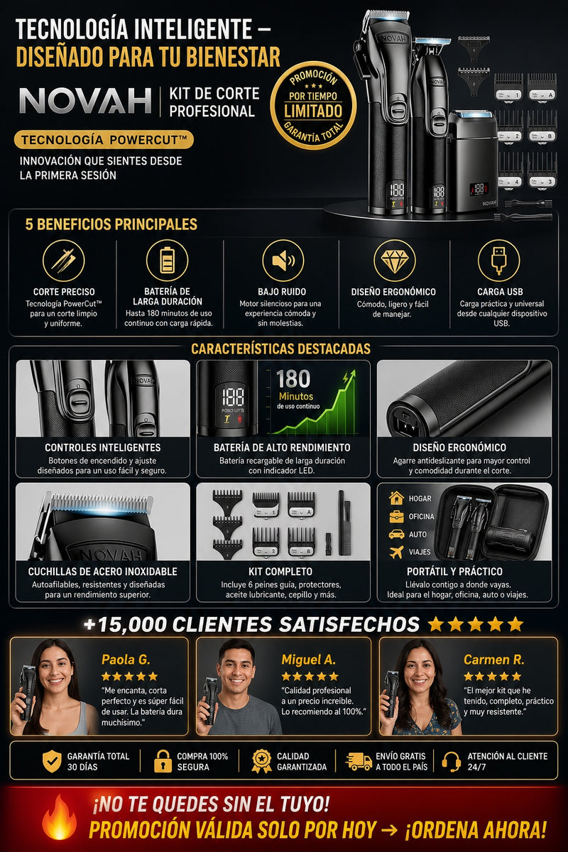 Cortadora eléctrica de cabello profesional recargable con guías ajustables - imagen 5