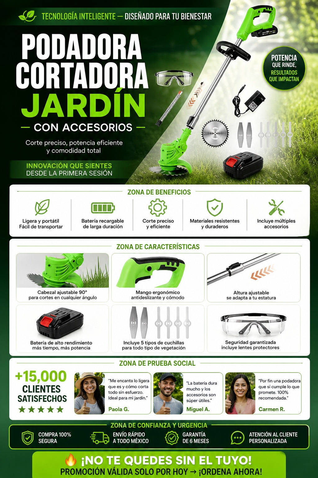Podadora Cortadora Jardin Con Accesorios - imagen 5