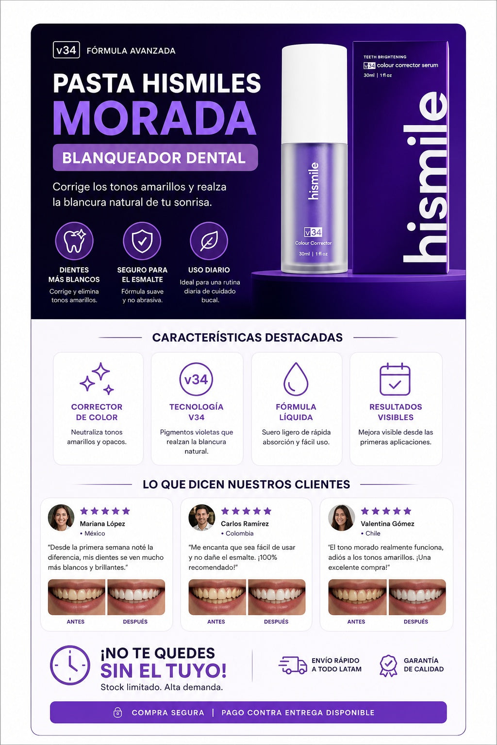 Pasta Hismiles Morada Blanqueador Dental - imagen 5