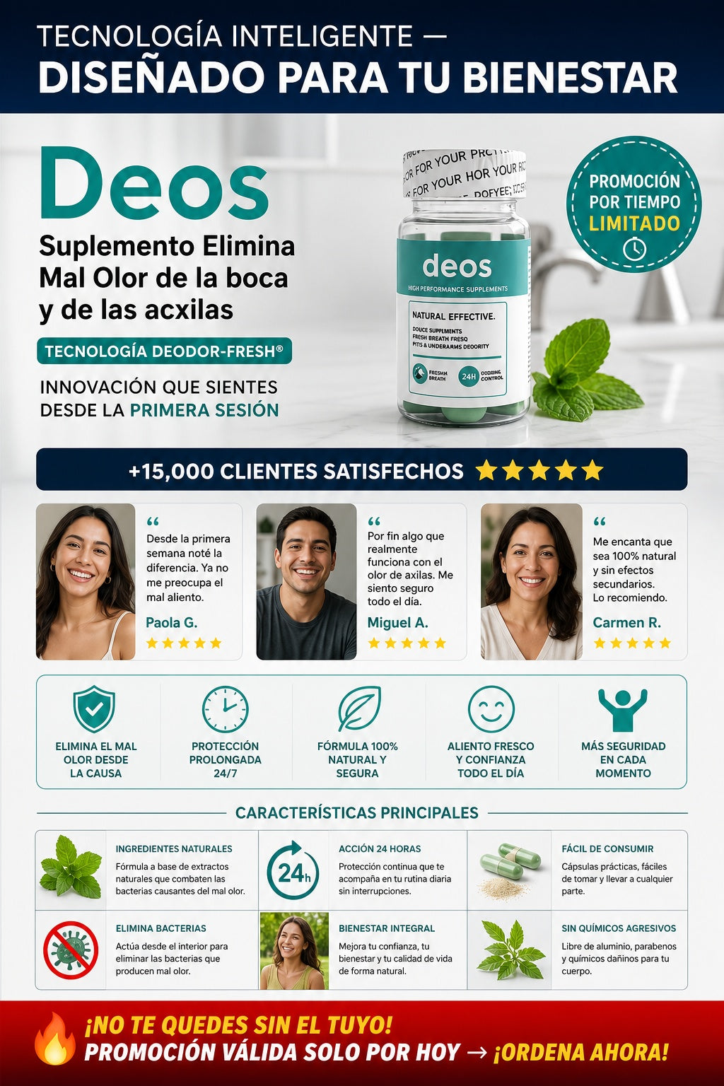 Deos Suplemento Elimina Mal Olor de la boca y de las acxilas - imagen 5