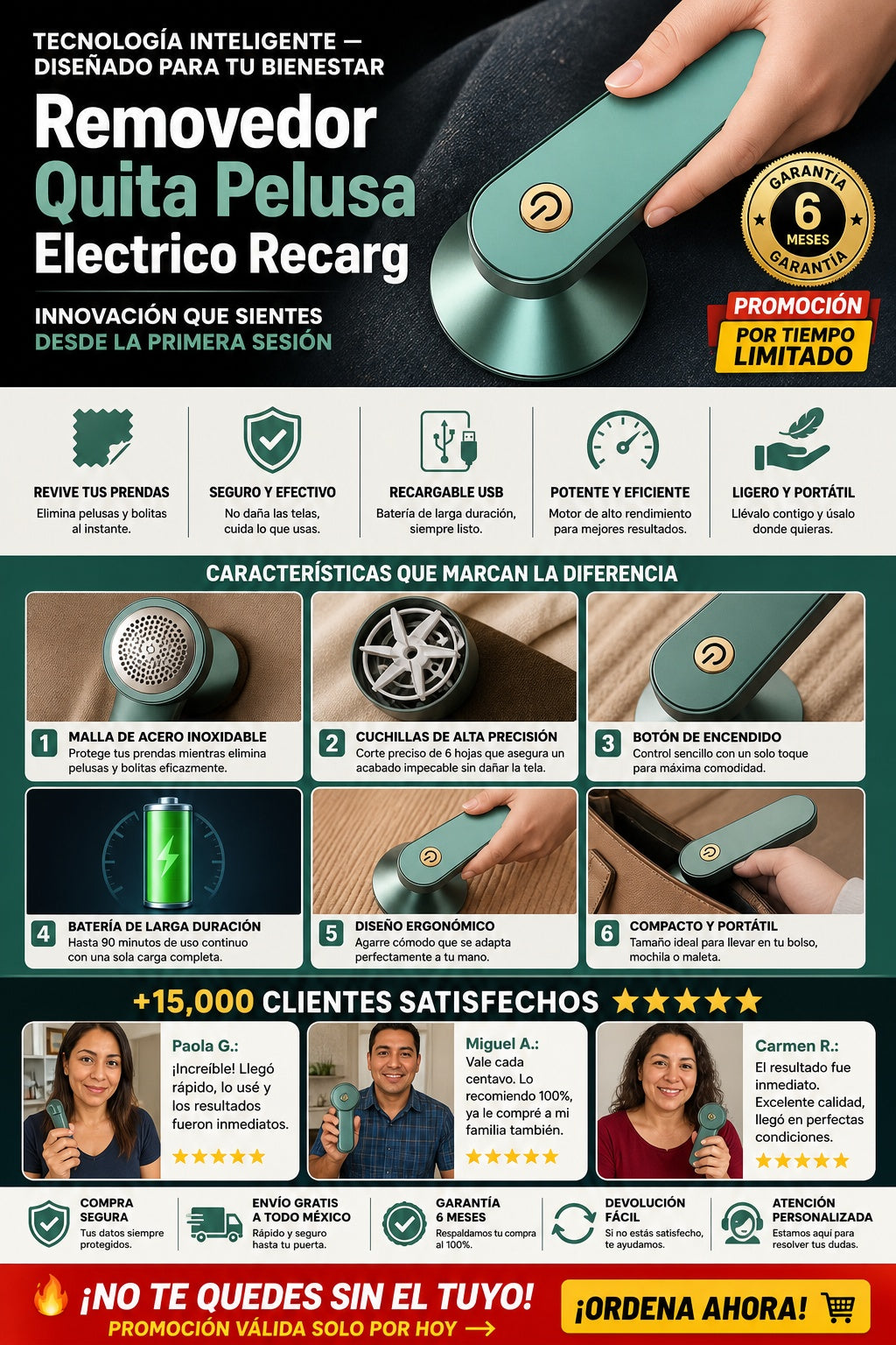Removedor Quita Pelusa Electrico Recarg - imagen 5