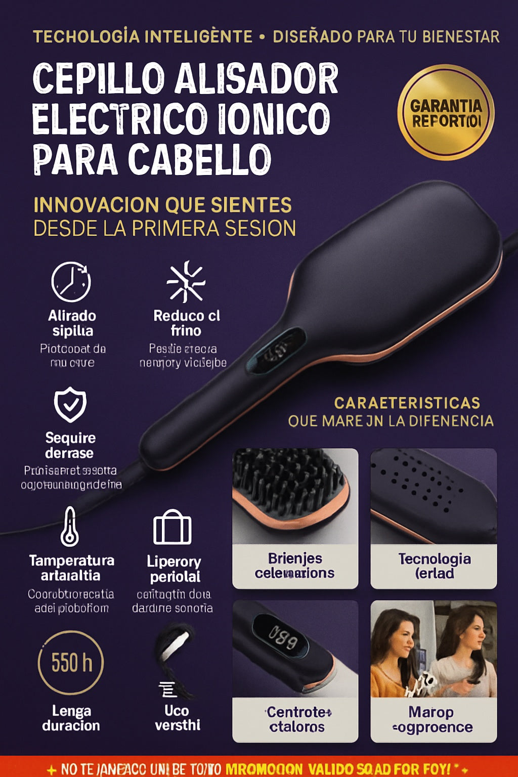 Cepillo alisador eléctrico iónico para cabello - imagen 5