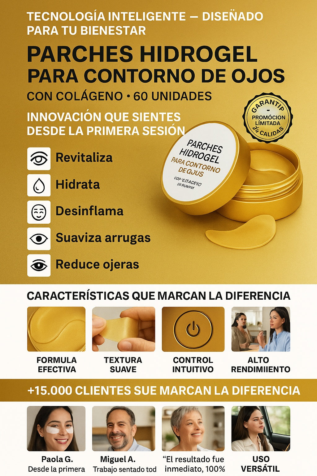 Parches hidrogel para contorno de ojos con colágeno 60 unidades - imagen 5