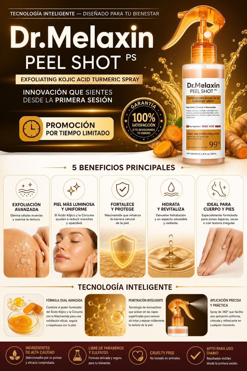 Spray Dr. Melaxin Exfoliante Curcuma - imagen 5
