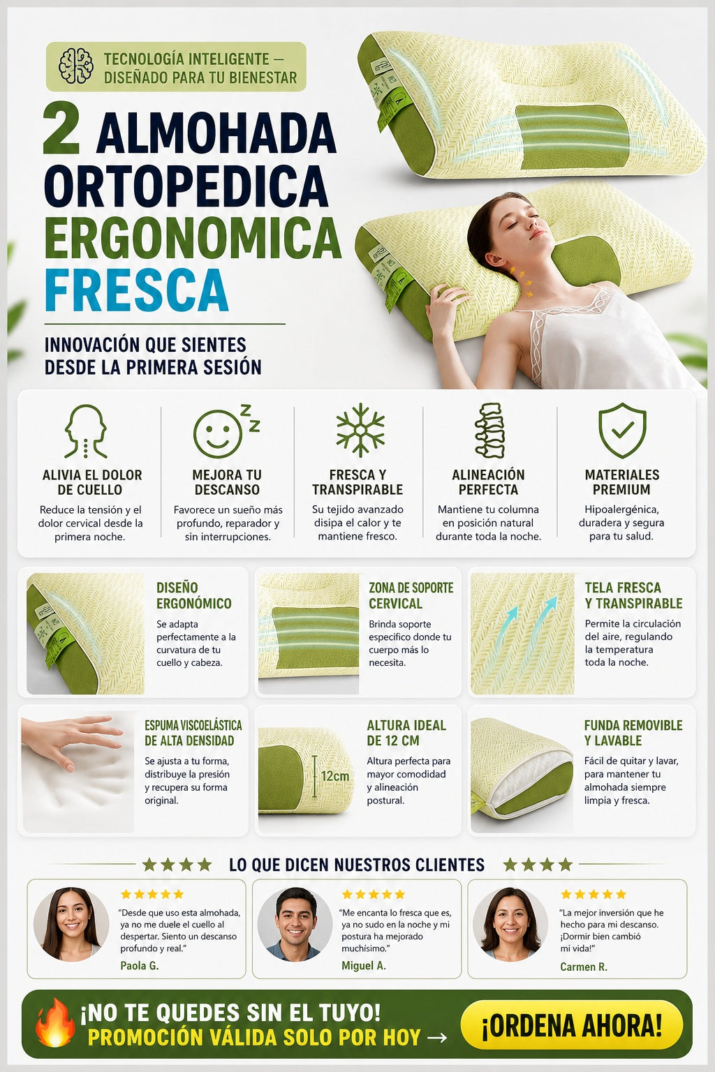 2 Almohada Ortopedica Ergonomica Fresca - imagen 5