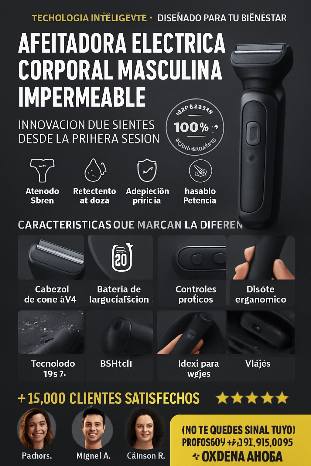 Afeitadora eléctrica corporal masculina impermeable - imagen 5