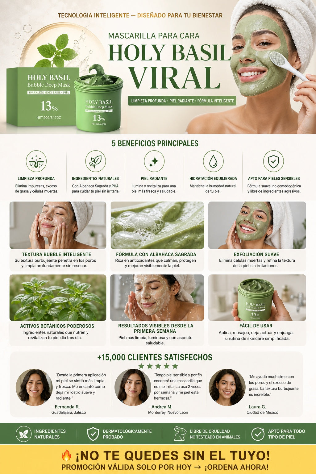 Mascarilla Para Cara Holy Basil Viral - imagen 5