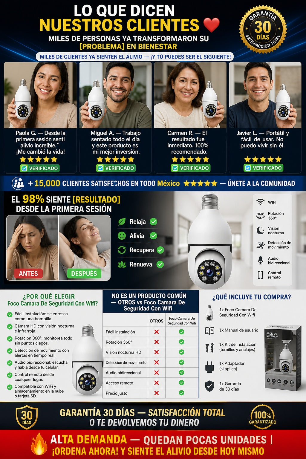 Foco Camara De Seguridad Con Wifi - imagen 6