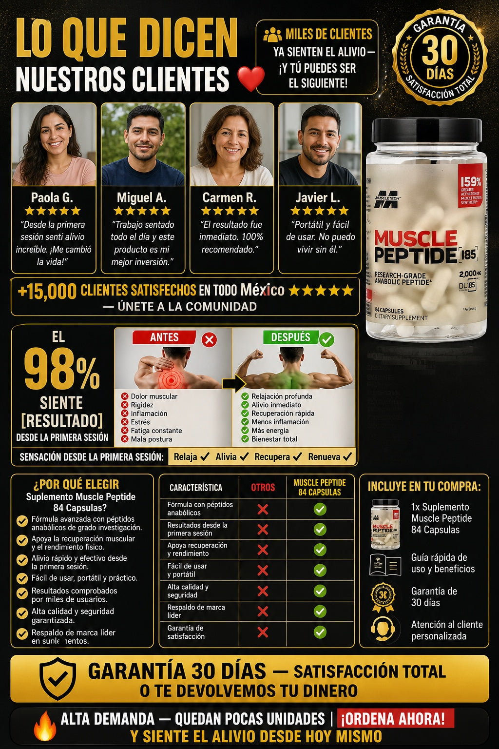 Suplemento Muscle Peptide 84 Capsulas - imagen 6