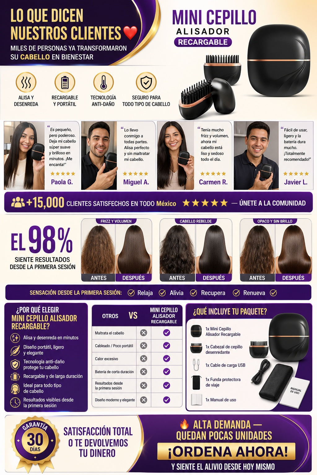 Mini Cepillo Alisador Recargable - imagen 6