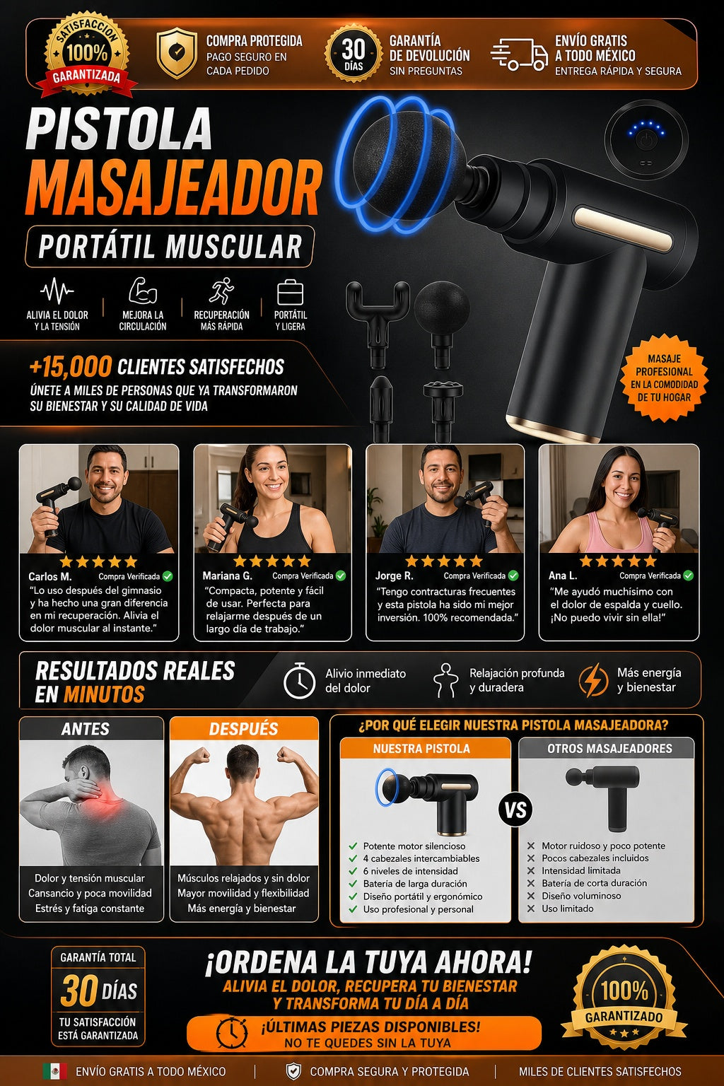 Pistola Masajeador Portatil Muscular - imagen 6