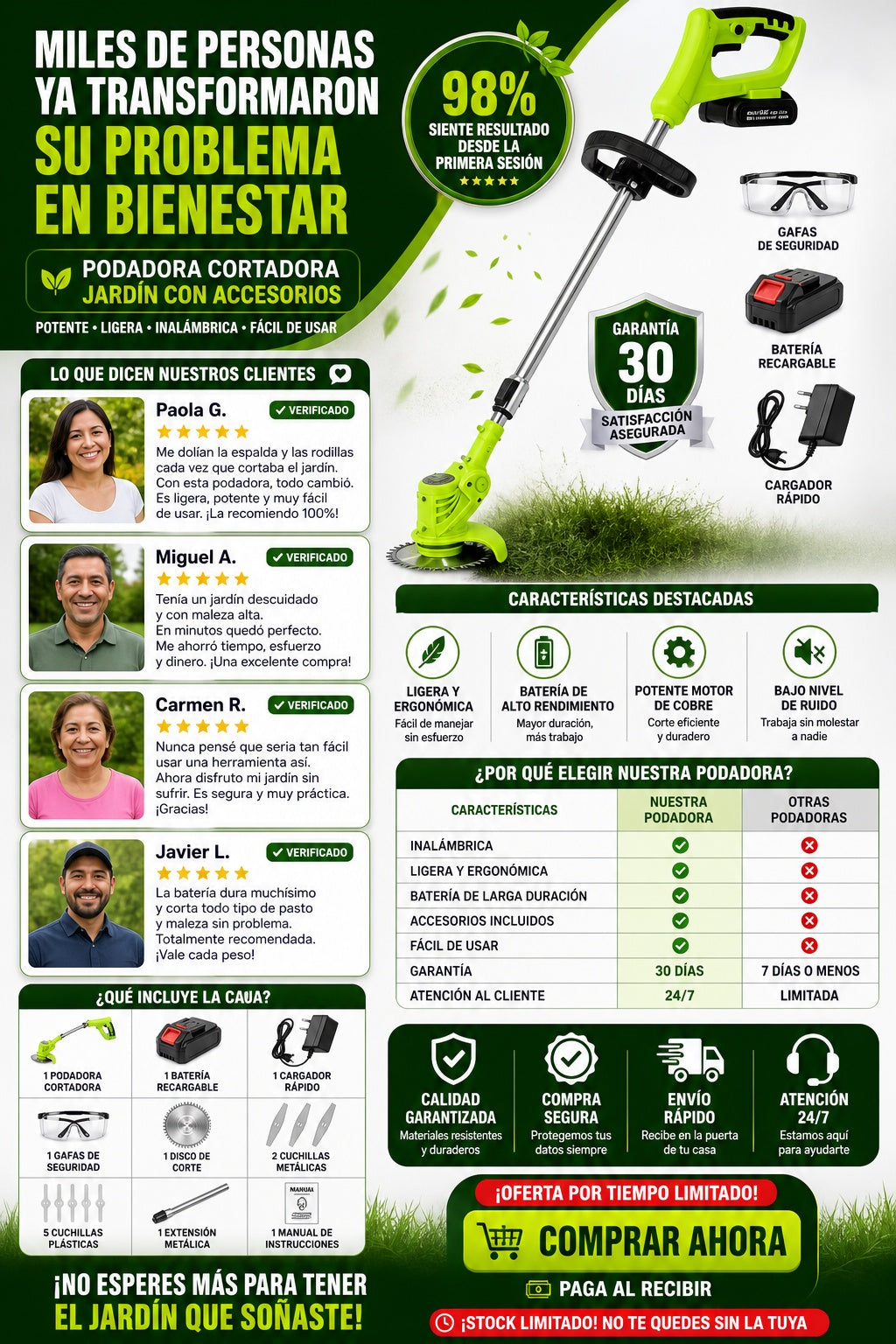 Podadora Cortadora Jardin Con Accesorios - imagen 6