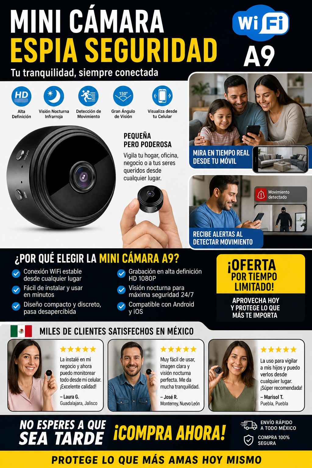 Mini Camara Espia Seguridad Wifi A9 - imagen 6