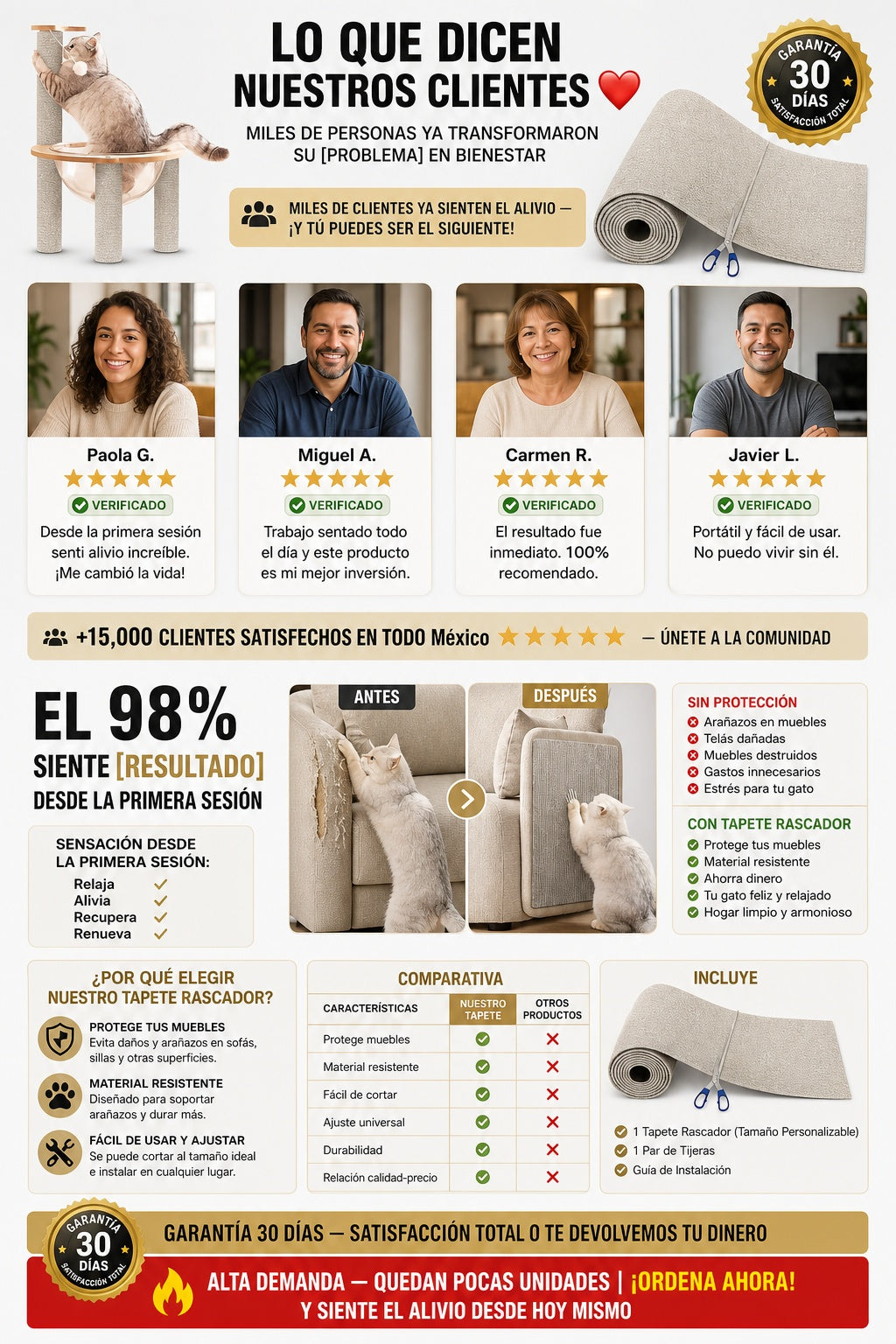 Tapete Rascador Para Gatos Cuida Muebles - imagen 6