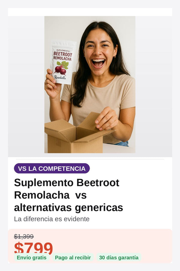 Suplemento Beetroot Remolacha Rosabella — comparativa