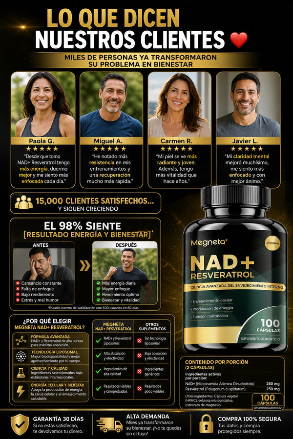 Suplemento Megneta Nad Resveratrol Negro - imagen 6