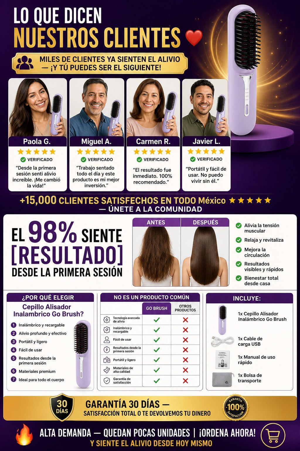Cepillo Alisador Inalambrico Go Brush - imagen 6