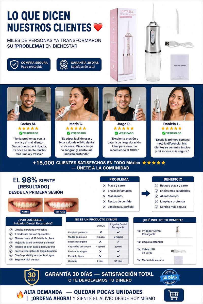Irrigador Dental Recargable - imagen 6