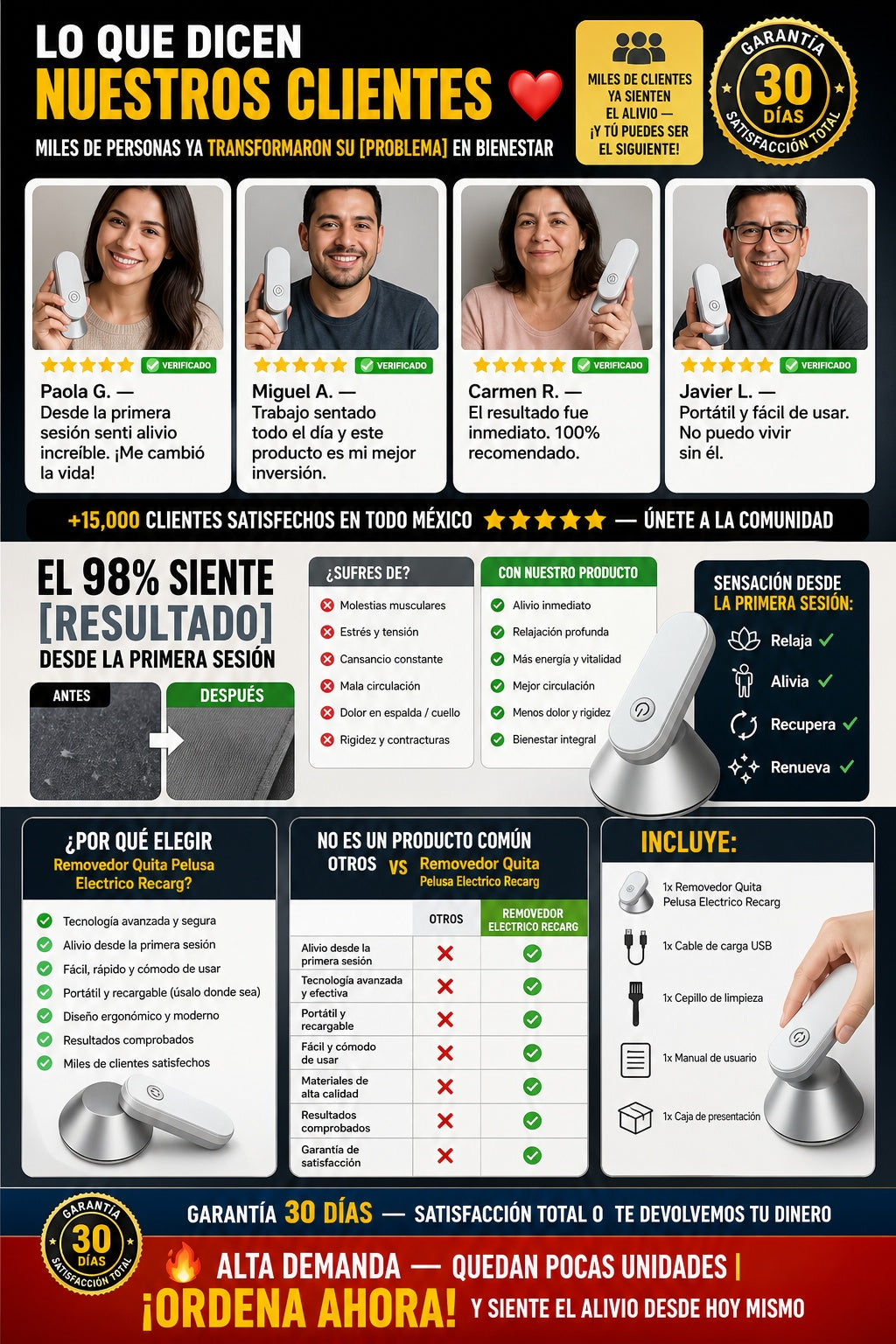 Removedor Quita Pelusa Electrico Recarg - imagen 6