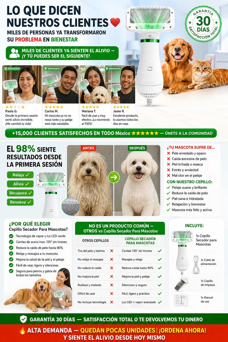 Cepillo Secador Mascotas Profesional Baño Fácil