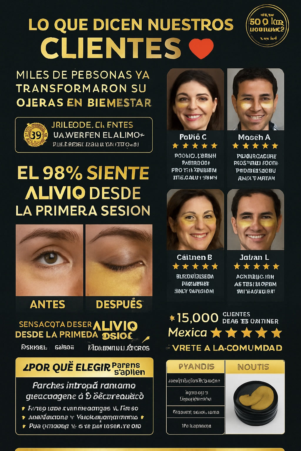 Parches hidrogel contorno ojos colágeno oro 24K antiojeras - imagen 6
