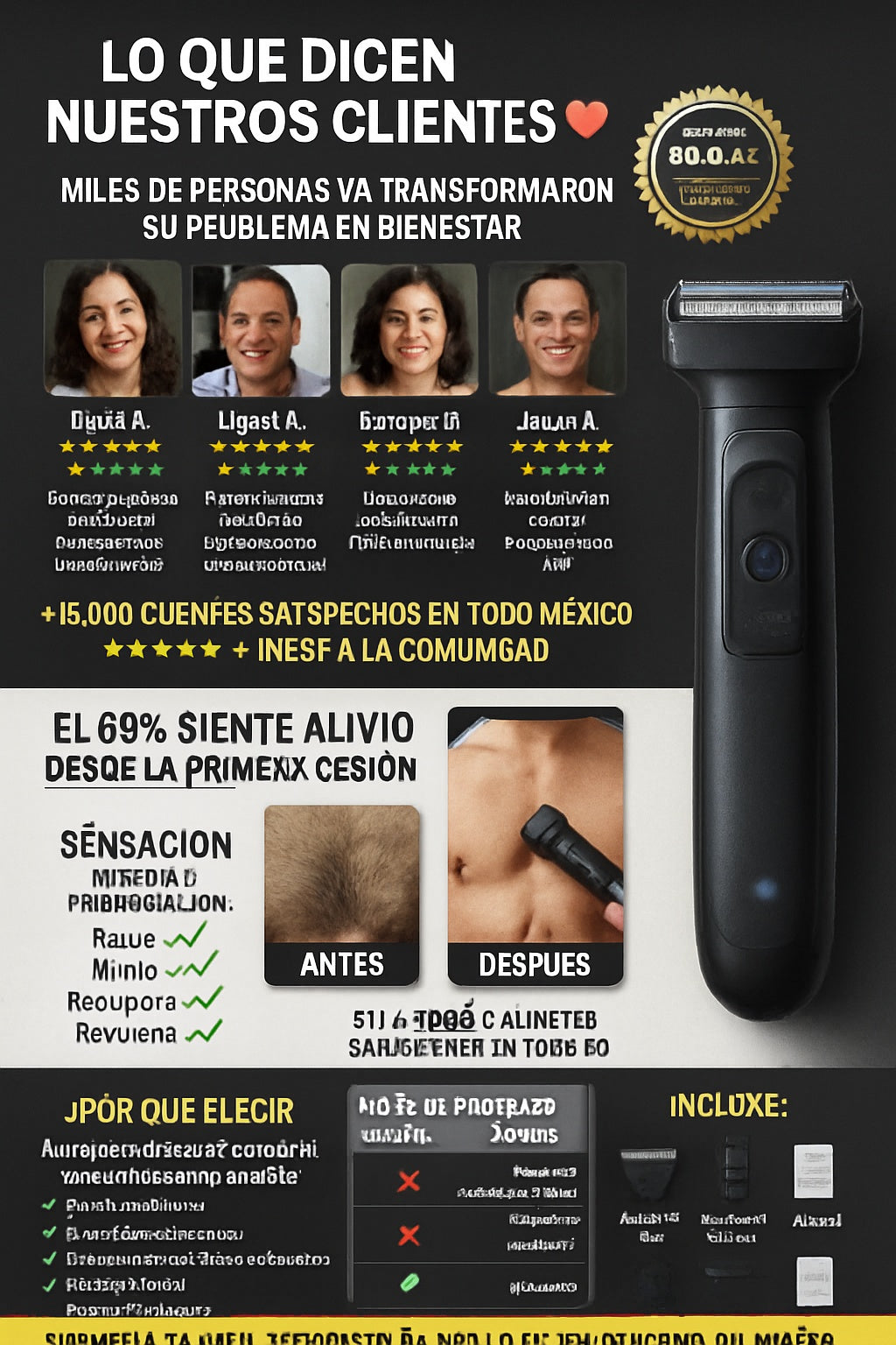 Afeitadora eléctrica corporal masculina impermeable - imagen 6