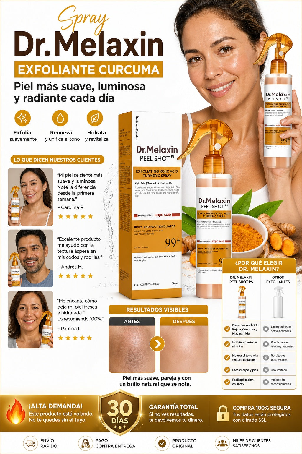 Spray Dr. Melaxin Exfoliante Curcuma - imagen 6