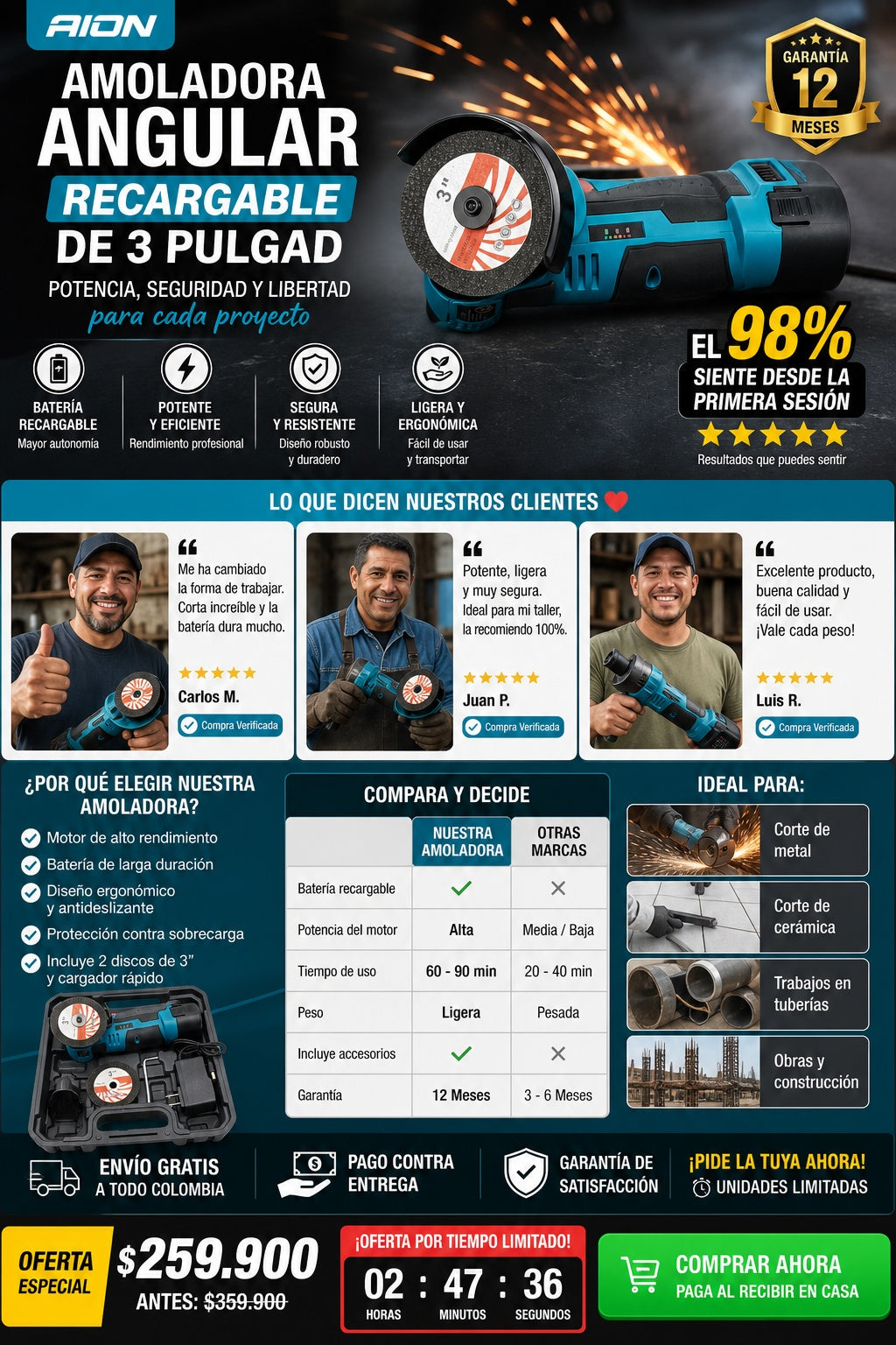 Amoladora Angular Recargable De 3 Pulgad - imagen 6